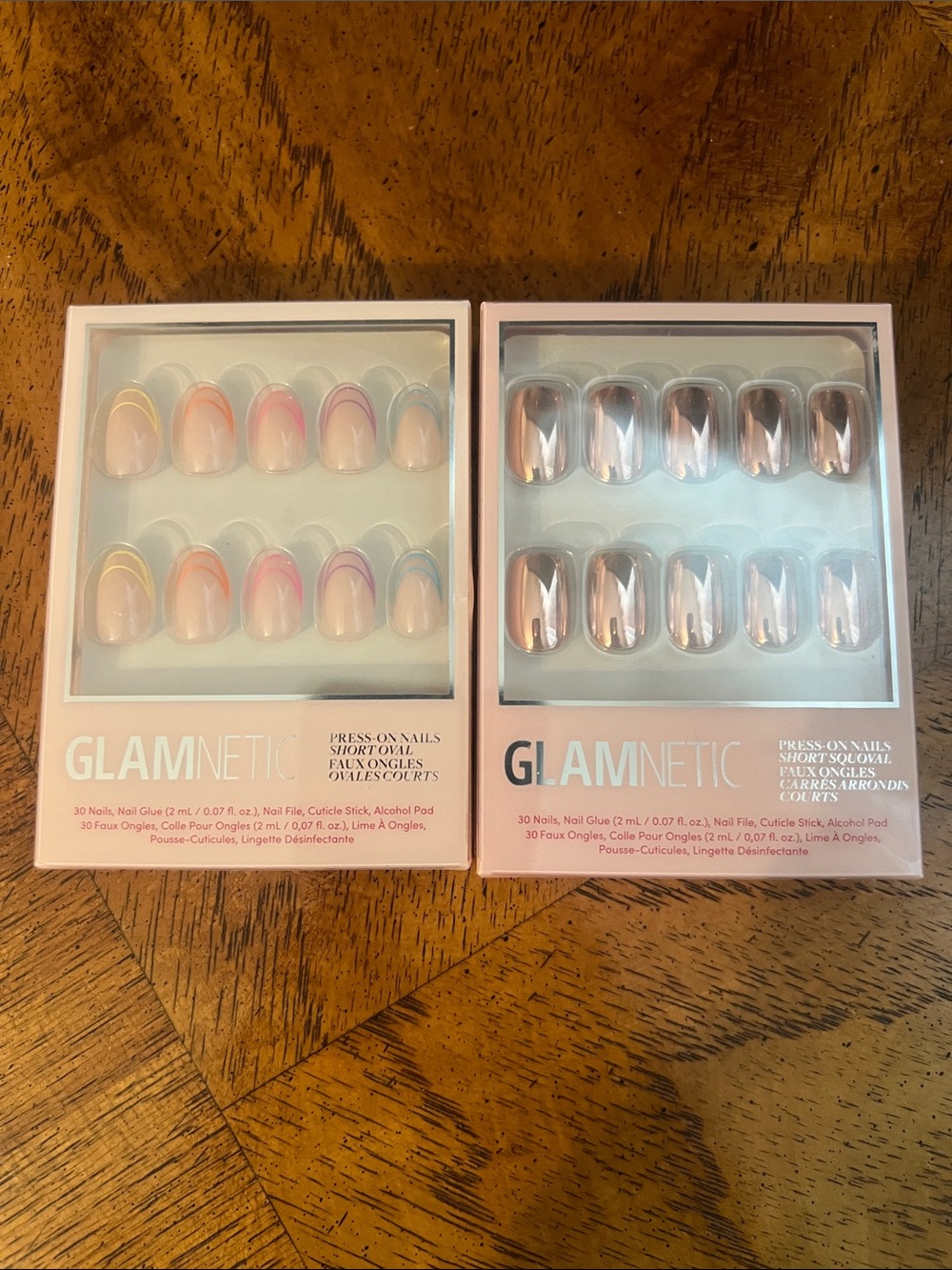 2 Glamnetic Press-On Nail Sets – Neon lights & Rose Gold
